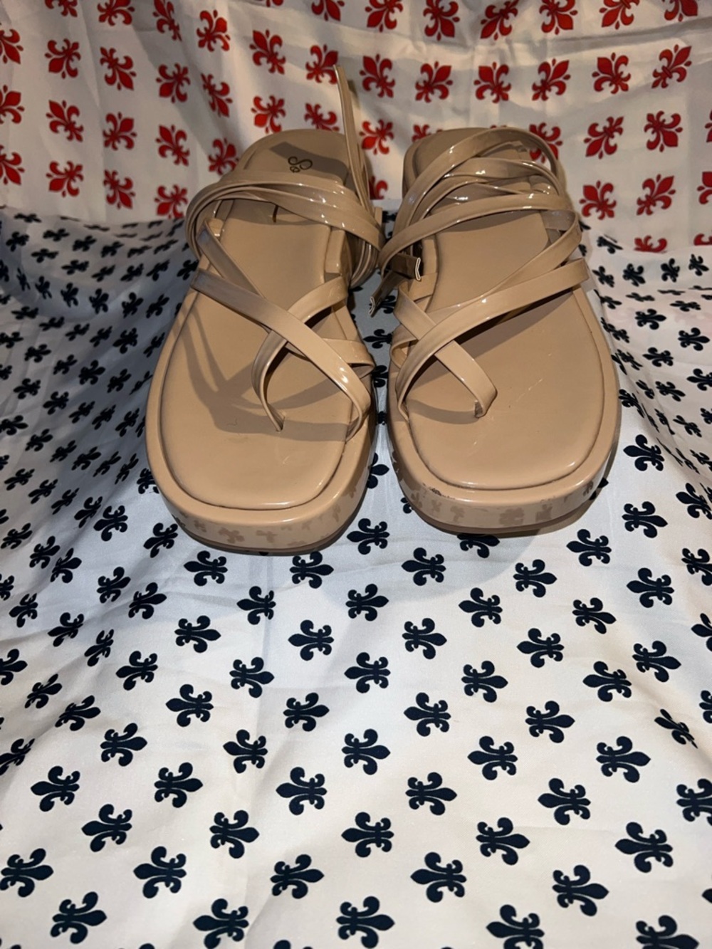 Beige Strappy Platform Sandals - Women